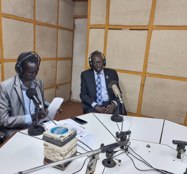 PICTORIAL: Hon. Governor Moses Makur Deng, during interview on SSBC radio.